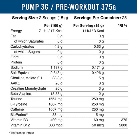Pump 3G Pre-workout (with caffeine)