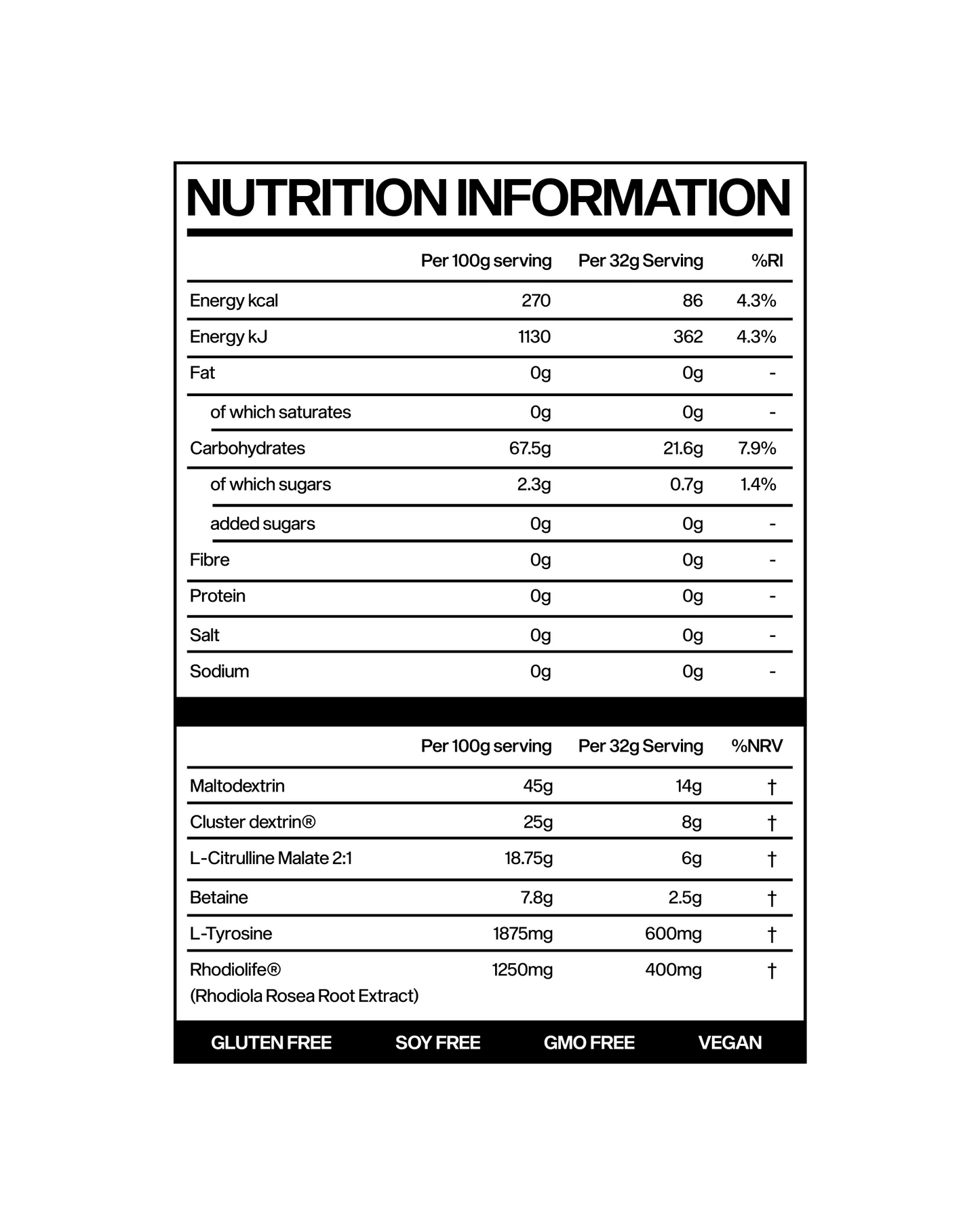 Marchon Workout Fuel - Caffeine Free