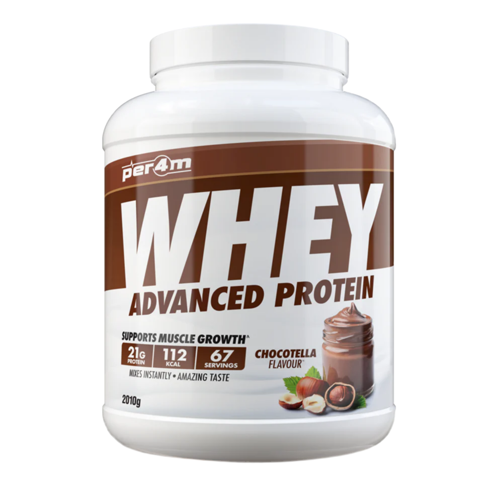 Assured Supplements Belfast Northern Ireland Irish NI Per4m Whey Advanced Protein Sports Nutrition Whey protein powder container with chocolate flavor on a white background ni supplements shape shifter myprotein esn elite supps discount shapeshifter