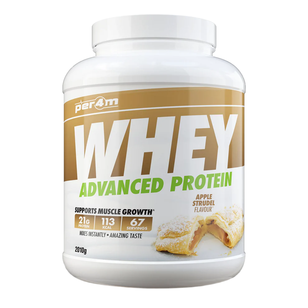 Whey protein powder container with 'per4m' branding on a white background Assured Supplements Belfast Northern Ireland Irish ni supplements shape shifter myprotein esn elite supps discount shapeshifter