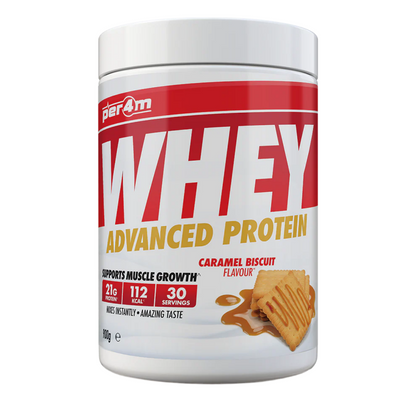 Whey protein powder container with caramel biscuit flavor on a white background Assured Supplements Belfast Northern Ireland Irish ni supplements shape shifter myprotein esn elite supps discount shapeshifter