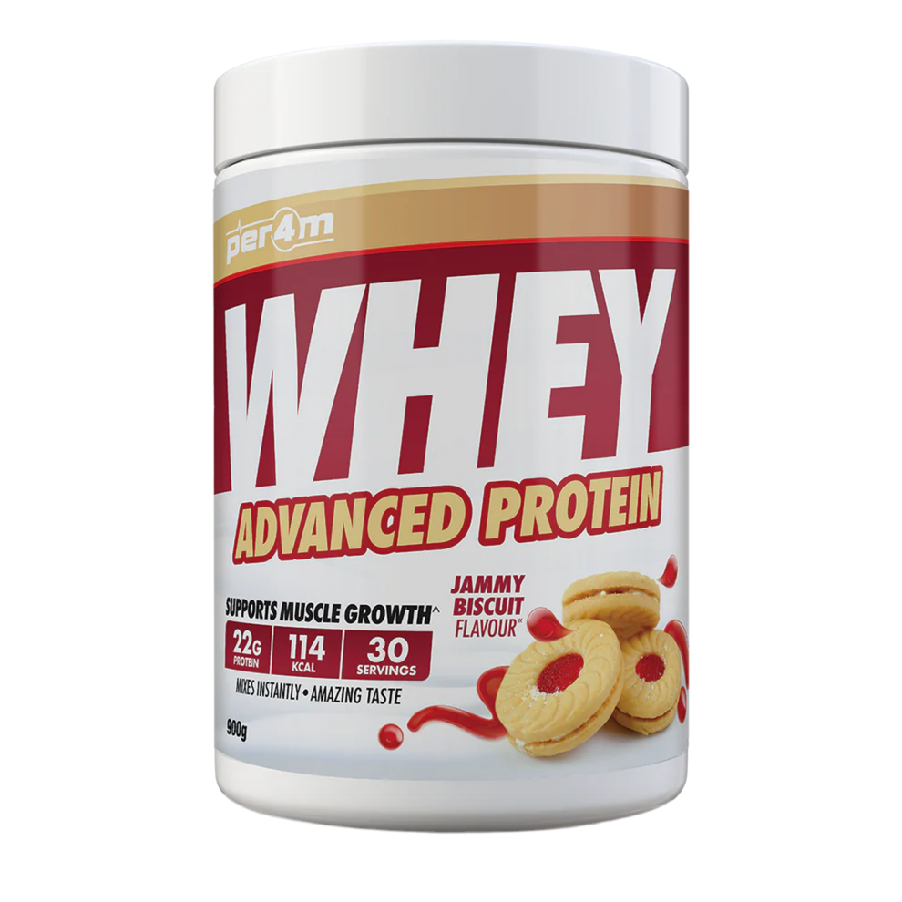 Whey protein powder container with 'Per4m' branding on a white background Assured Supplements Belfast Northern Ireland Irish ni supplements shape shifter myprotein esn elite supps discount shapeshifter