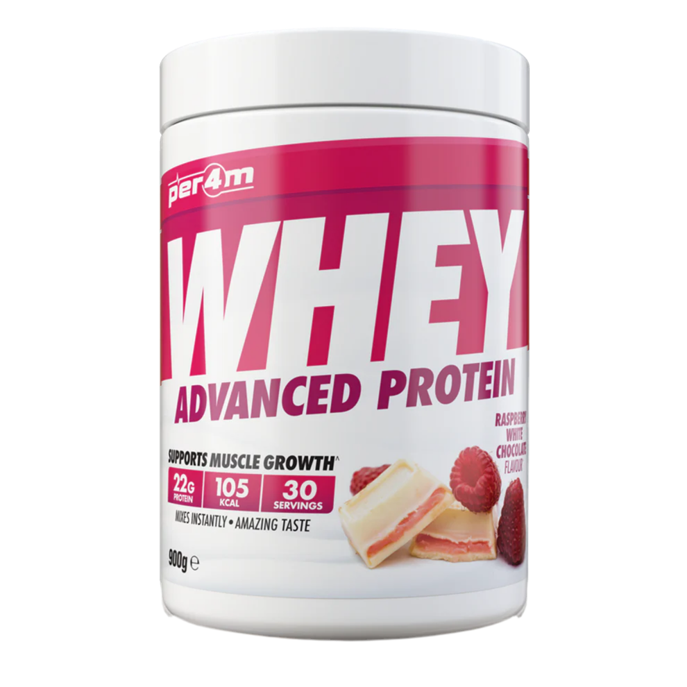 Whey protein powder container with raspberry white chocolate flavor on a white background Assured Supplements Belfast Northern Ireland Irish ni supplements shape shifter myprotein esn elite supps discount shapeshifter