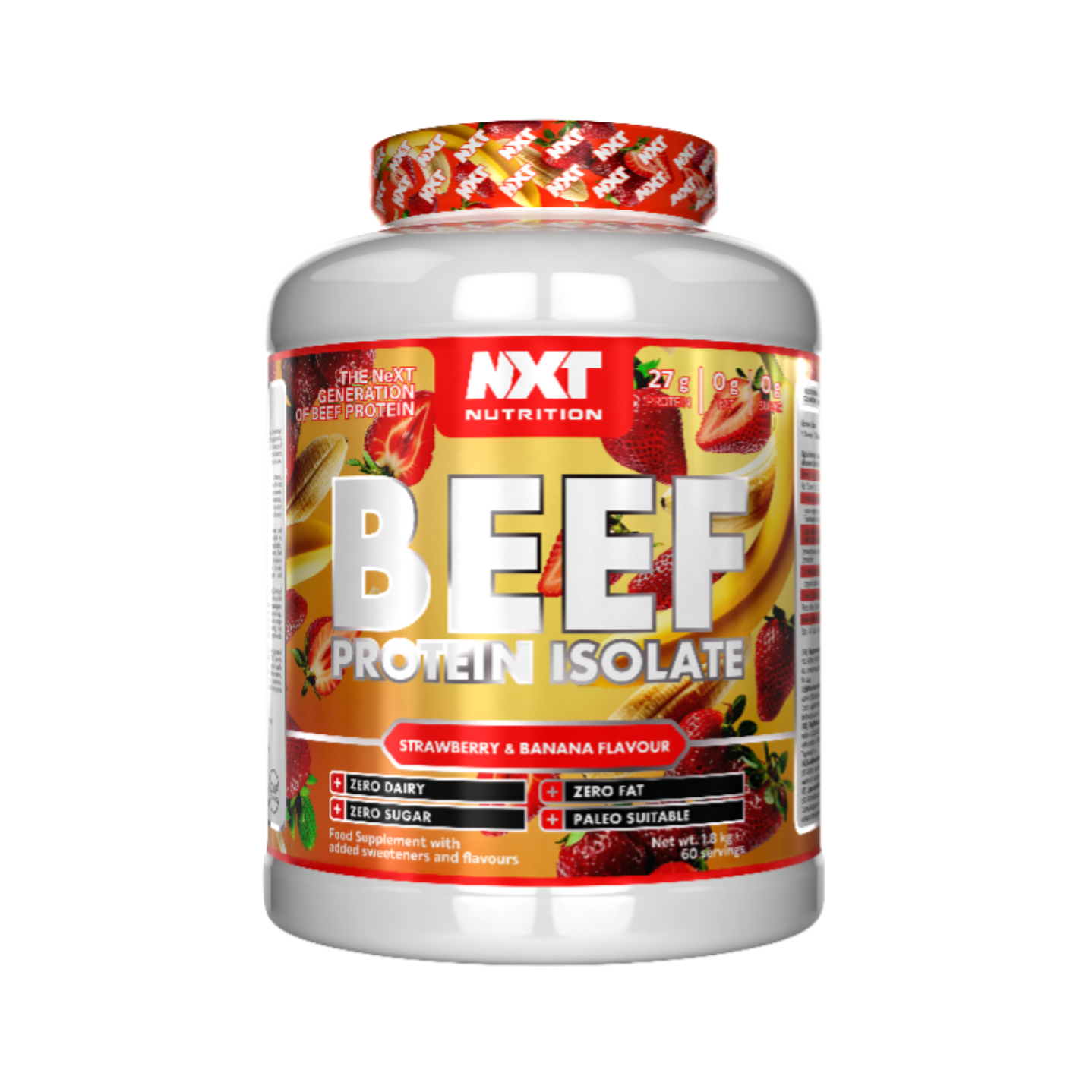 NXT Nutrition BEEF Protein Isolate 1.8kg Strawberry & Banana flavour