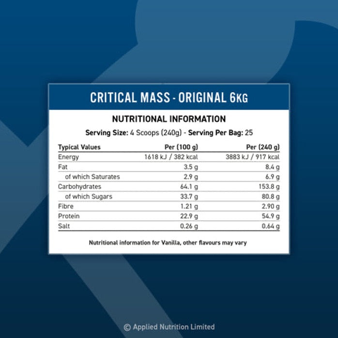 Applied Nutrition Critical Mass Original High Calorie Gainer